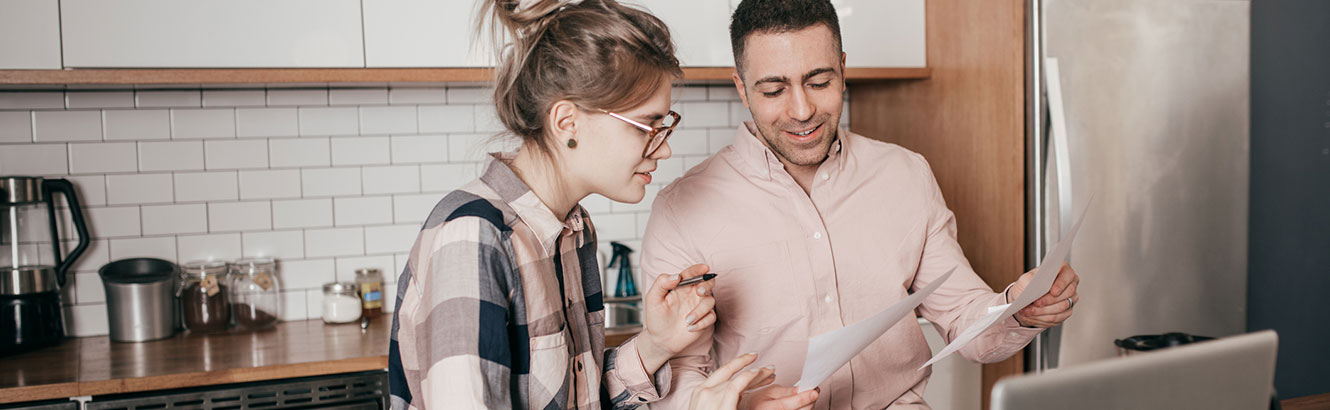 Young couple going over finances